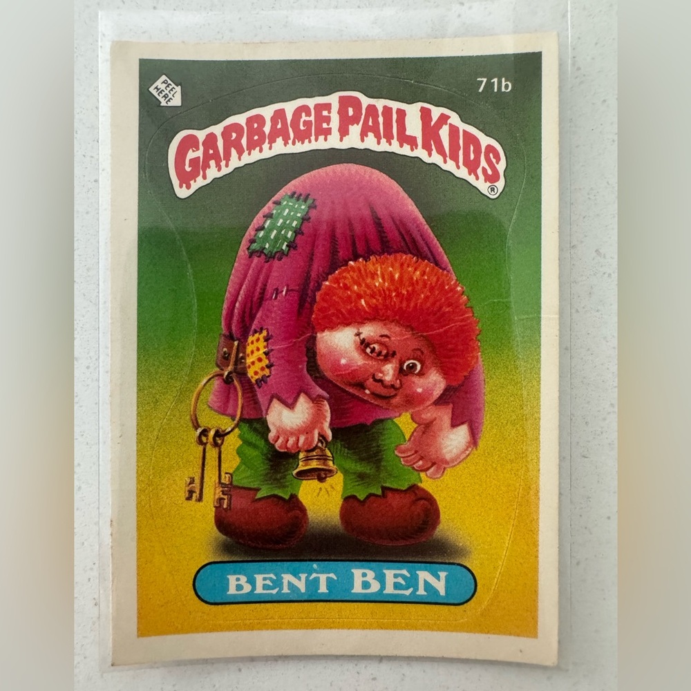 Rare 1985 Topps Garbage Pail Kids Card, Series One, Bent Ben 71b